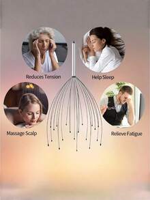 20-Zacken Metall Kopfhautmassagegerät, Oktopus Tentakel Haarbürste, Stahldraht Kopfmassage Werkzeug, Stressabbau Haarpflege Gerät - Verschiedenfarbig - Übersicht 4