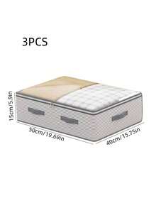 Bolsa de almacenamiento debajo de la cama con rayas grises, diseño plegable de gran capacidad a prueba de polvo con ventana transparente para mantas, ropa, juguetes y artículos de temporada - patrón de rayas - Ver 19