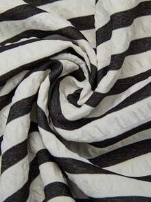 Editum Women's Striped Pleated Round Neck Tank Top And Wide Leg Pants Casual 2 Pieces Set - Black and White - View 6