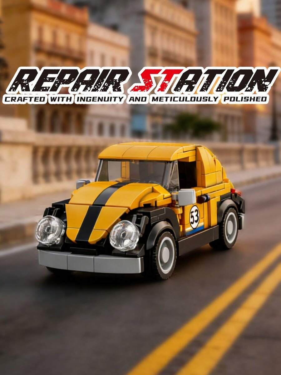 MINKOJA Yellow & Black Retro Beetle-Style Car Building Blocks (308PCS) - Operable Parts Kit With TPR Tyre - Multicolor - View 1