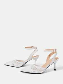 CUCCOO HITCHD Women's Pointed Toe Buckle Design Everyday Versatile Fashionable Elegant High Heels Valentine's Day - Pink - View 3