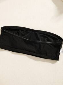 女士纯色简约提花抹胸内裤两件套内衣套装 - 黑色 - 查看 8