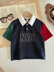 SHEIN LMoss Kids 男童撞色拼接Polo衫 - 彩色 - 查看 6