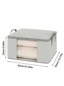 Bolsa de almacenamiento debajo de la cama con rayas grises, diseño plegable de gran capacidad a prueba de polvo con ventana transparente para mantas, ropa, juguetes y artículos de temporada - patrón de rayas - Ver 9