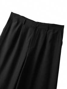 SHEIN Clasi Bộ đồ 2 món cỡ lớn: Áo sơ mi kẻ sọc phối màu thường ngày + Quần dài đơn giản. - Đen và trắng - Xem 10