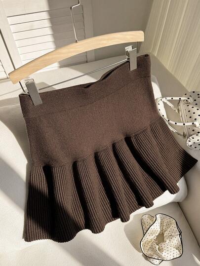 Comfortcana Falda de punto de unicolor informal de talla grande