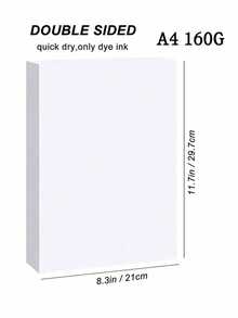 50 Sheets Double-Sided Photo Paper High Glossy Photographic Paper 8.3x11.7 Inch Compatible With Inkjet Printer 140/160/180/200/260/300 GSM - White - View 9