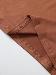 EMERY ROSE 女士休闲向日葵豹纹圆领短袖T恤 - 棕色 - 查看 4