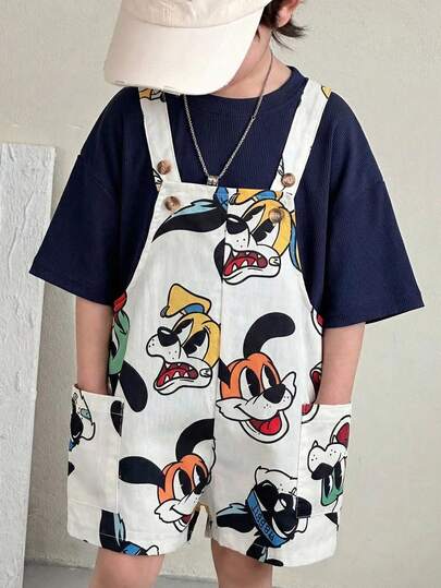 Kids/Young Boy Casual Everyday Comfortable Printed Pattern Loose Jumpsuit Shorts