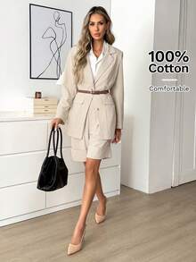 Easowa Apricot Casual/Office Wear Blazer, Suitable For Spring/Summer 100% Cotton Blazer Spring Break Outfits - Apricot - View 6