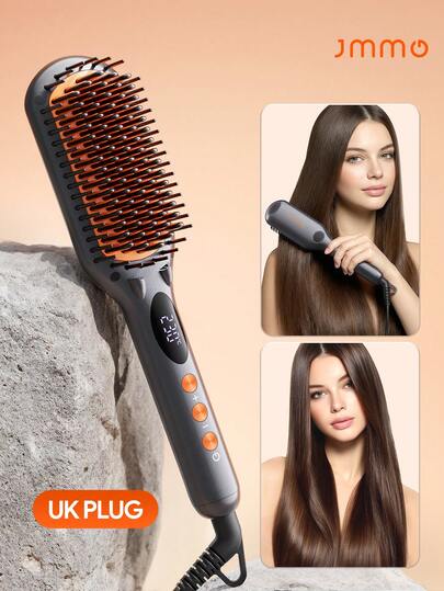 JMMO Hair Straightener Brush | Hair Straightener Comb With Negetive Ion, For Home Salon , Fast Heating Tech With Auto-Off | Anti-Scald -UK Plug