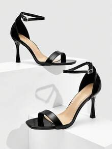 CUCCOO SZL Women's Buckle Design Fashion Daily Wear High Heel Sandals Valentine's Day - Black 1 - View 6