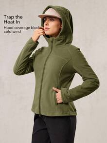 OutZeal Ropa de invierno para mujer, forro polar para acampada y senderismo, camiseta térmica con cremallera para exteriores - Verde militar - Ver 3