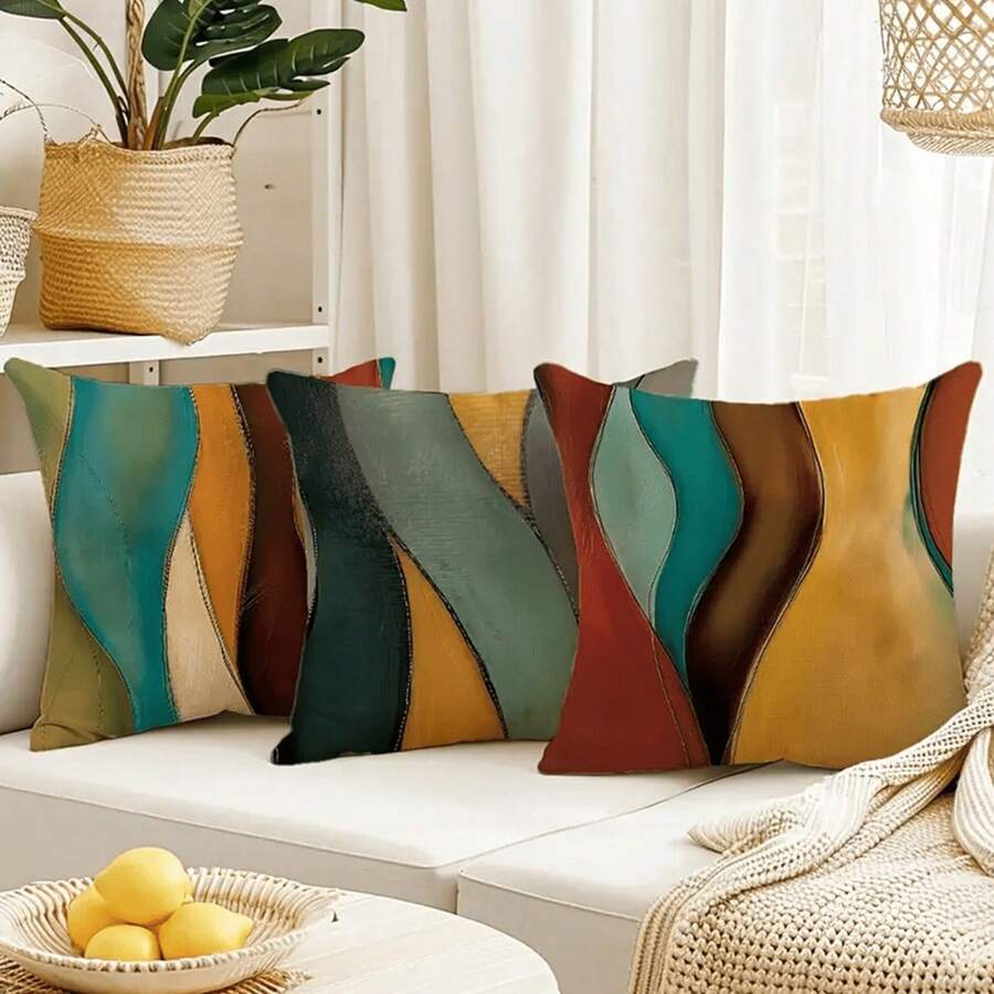 4pcs Pillow Covers, Zipper Closure For Patio, Garden, Hanging Chair, Sofa Decorative Pillow Covers - Pillow Inserts Not Included - Multicolor - View 1