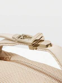 MOTF PREMIUM BOLSO DE MANO DE MUJER DE MATERIAL TEJIDO Y ESTAMPADO EXQUISITO CON PEQUEÑOS DETALLES DE DECORACIÓN DE HERRAJES, AÑO NUEVO - Albaricoque - Ver 5