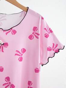 2pcs Girls Knitted Butterfly Print Nightgown, Summer - Multicolor - View 8