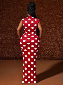 Maweii Vestido de fiesta, cumpleaños o Navidad para mujer de talla grande, elegante, con diseño de hombros fruncidos, decoración de lazo 3D exagerado y bloque de color, vestido de cóctel de moda para otoño/invierno - Rojo y blanco - Ver 2