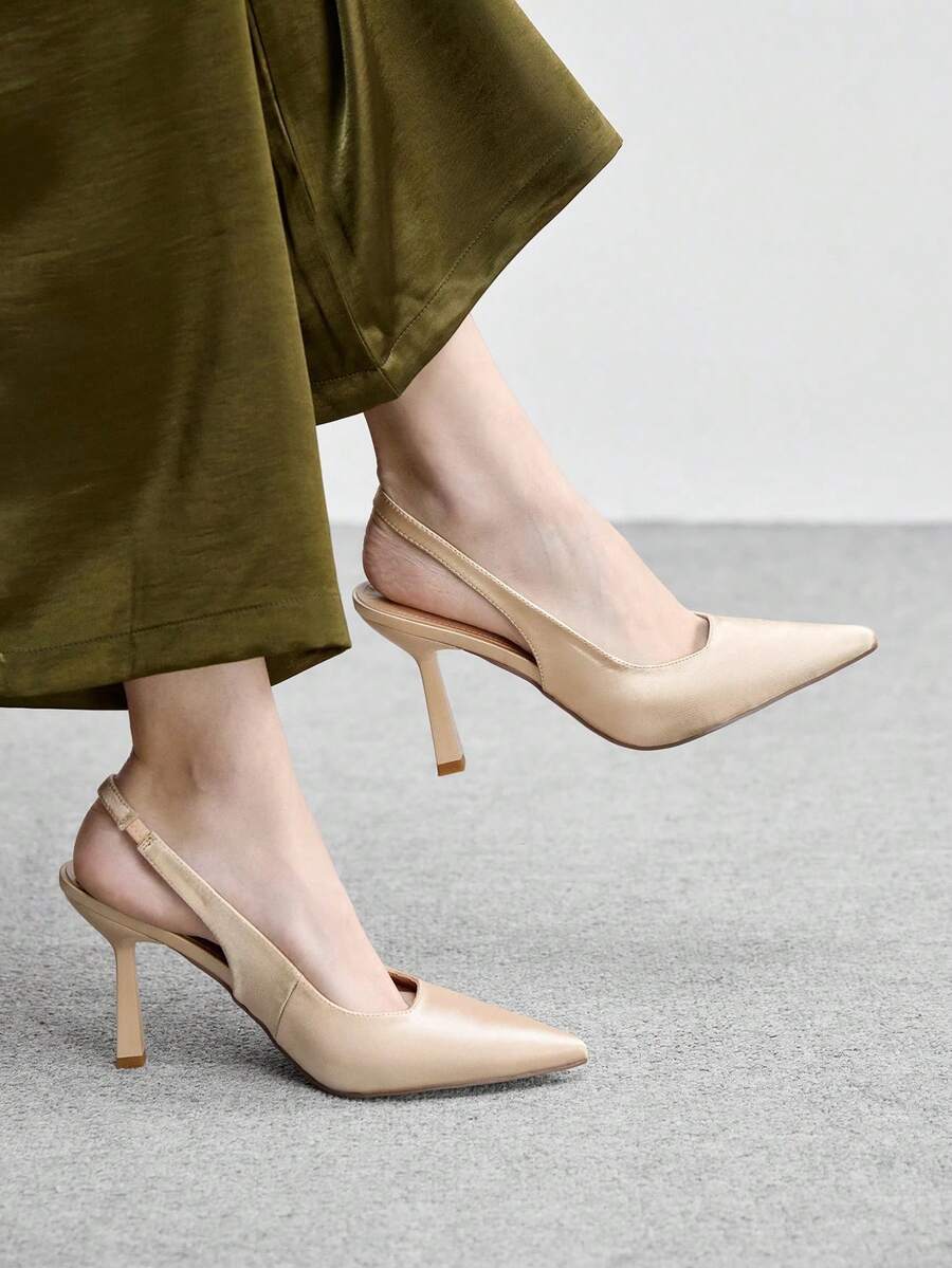 CUCCOO BIZCHIC Giày cao gót mũi nhọn hở mũi thời trang nữ, giày mùa xuân, giày đi nghỉ lễ Phục sinh. - gừng - Xem 1