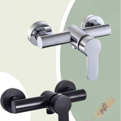 1pc Luxurious Shower Faucet - Bathtub Faucets With Stainless Steel Reinforced Accessory, Single Function Hot And Cold Water Mixer Valve, Ideal For Shower Rooms, Bathrooms, And Toilets, Corrosion-Resistant (Chrome, Black,Selectable) Bathroom Accessories Bathroom Tools