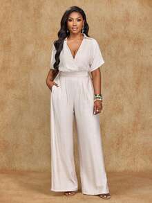 Brilight Women's Summer Sexy And Elegant Linen Two-Piece Set, South African Style Clothing, Suitable For Parties And Dates. V-Neck, Slim Fit Design, Leisure Vacation Y2K Party Style, Retro Fashion And Minimalist Style. New Product Launch. Multi-Purpose. Slim Fit Design. Suitable For Halloween Activities, Women's Beachwear, Women's Leisure Suits - Apricot - View 3