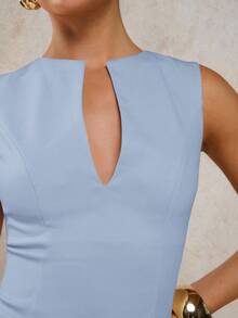 COSMINA Women's Solid Color Minimalist Sleeveless Tank Top, Everyday Wear - Baby Blue - View 7