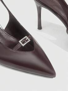 CUCCOO SZL Women's Pointed Toe Buckle Design Everyday Versatile Fashion High Heels - Coffee Brown - View 6