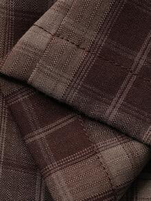 DAZY Young Boy Casual Fashion Street Plaid Print Drawstring Waist Loose Wide Leg Pants - Brown - View 8