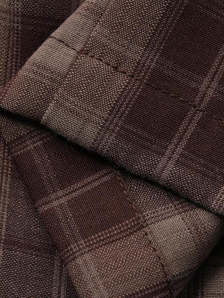 Young Boy Casual Fashion Street Plaid Print Drawstring Waist Loose Wide Leg Pants