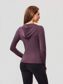 OutZeal Women Sports Jacket Black Daily Casual Quick-Drying Hooded Slim-Fit Side Pocket Active Tops - Purple - View 9