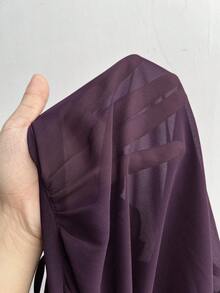 Rustia Plus Size Slim Fit Ruffle Hem Layered Short Dress, Long Sleeve, Round Neck, Brown - Purple - View 7