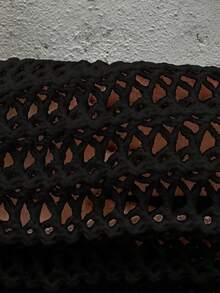 Sunnyshic Women's Summer Vacation Hollow-Out Knit Casual Versatile Sweater And Shorts 2 Pieces Set - Black - View 8