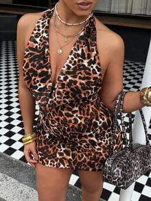 Slaydiva Plus Size Women 3pcs Leopard Print Mesh Tankini Swimwear Set - Multicolor - View 3