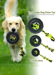 1PC Sturdy Rubber Tire Shape Dog Toy For Strong Teeth Interactive Fun Play All Dog Breeds Durable Chew Toy Tire Design Pet Toy For Aggressive Chewers Training Reward Outdoor Indoor Playtime Boredom Relief Mental Stimulation - Black - View 4