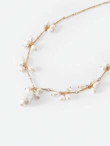 Opalesca 1 chiếc mặt dây chuyền hình chùm nho bất đối xứng bằng ngọc trai giả tự nhiên, ngọc trai/pha lê, mạ vàng 18K, thích hợp cho mùa hè/bãi biển/lễ hội/tiệc tùng/kỳ nghỉ/du lịch, lễ đính hôn/đám cưới/lời hứa, dành cho mẹ/phụ nữ/bé gái/người mẹ. - Vàng - Xem 5