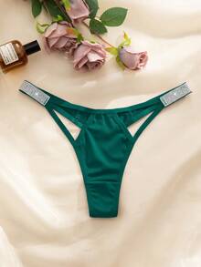 女士纯色水钻装饰无痕内裤 - 綠色 - 查看 7