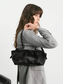 SHECARRY Geantă de umăr din PU cu design la modă, cu design de nor, geantă de mână de înaltă calitate pentru navetiști, geantă nouă plisată pentru femei