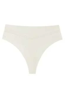 1件装女士纯色无缝舒适丁字裤 - 杏色 - 查看 6