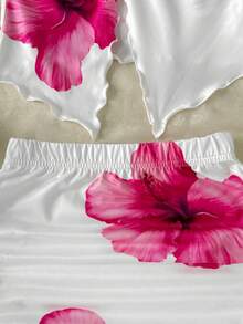 SHEIN Tween Girl Casual Vacation Floral Print Camisole Top And Mini Skirt Set - Pink - View 3