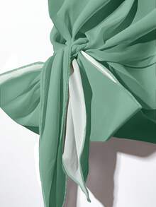 EMERY ROSE 女士系带蝴蝶结衬衫和直筒宽松裤两件套 - 彩色 - 查看 3