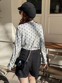 FRIFUL 女士网纱高领透视上衣，夏季服装 - 深灰色 - 查看 2