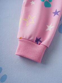 SHEIN | PAW Patrol Young Girl Cute Casual Puppy & Star Print Loose Fit Crew Neck Long Sleeve Knit Sweatshirt - Pink - View 7