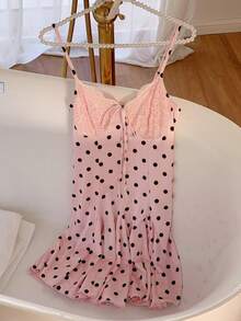 Comfortcana 黑色波点休闲度假吊带迷你连衣裙，夏季 - 彩色 - 查看 5