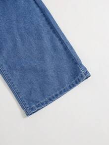 SHEIN Conjunto informal y cómodo de denim para vacaciones de primavera/verano para niñas preadolescentes - Azul lavado oscuro - Ver 2