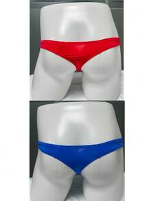 WENEZON 2pcs Men's Thong Underwear, Red & Blue CP Style, Silky Smooth U-Pouch Design, Comfortable & Sexy