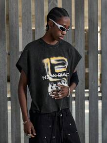 NEON BLANC T-shirt standard décontracté pour hommes, manches courtes, col rond, couleur noire avec motif imprimé de flocons de neige, été - Noir - Voir 3
