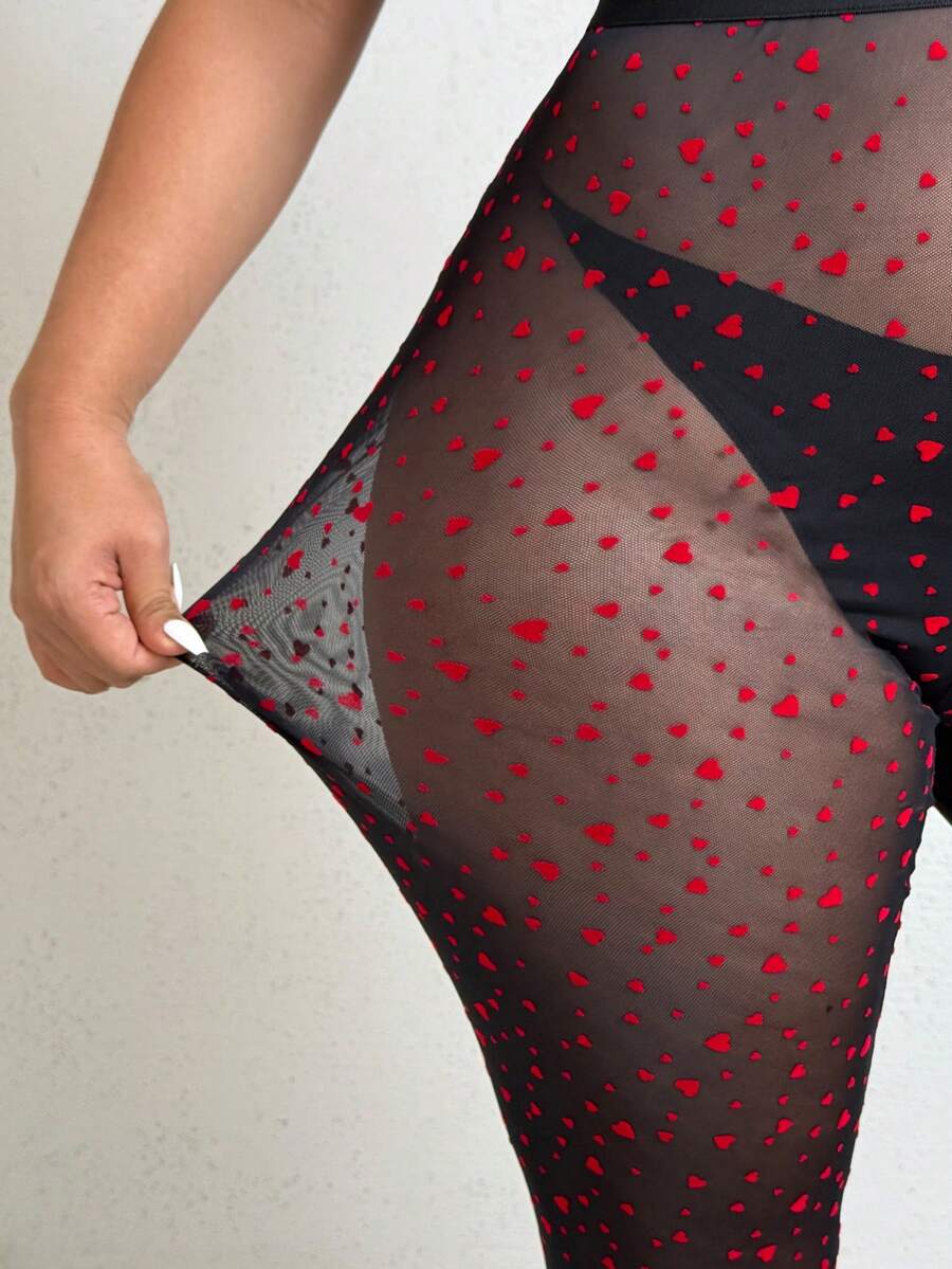 SHEIN EZwear Quần legging ôm sát gợi cảm, đa năng, phối lưới cho nữ cỡ lớn, thích hợp cho mùa xuân/hè. - Nhiều màu - Xem 1