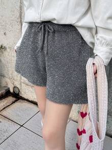 FRIFUL Women's Short Plush Thickened Casual Sweet Layered Sweater Pants, Autumn - Grey - View 4