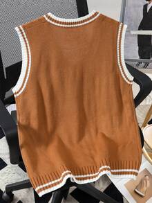 Manfinity Hypemode 男士时尚休闲绞花针织毛衣背心 - 薑色 - 查看 2