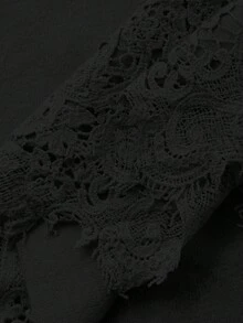 DAZY Chân váy dệt kim phối ren màu trơn dáng casual dành cho nữ - màu đen - Xem 6