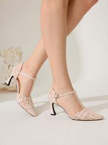 CUCCOO CHICEST 女士优雅尖头搭扣高跟鞋，适合通勤 - 杏色 - 查看 5